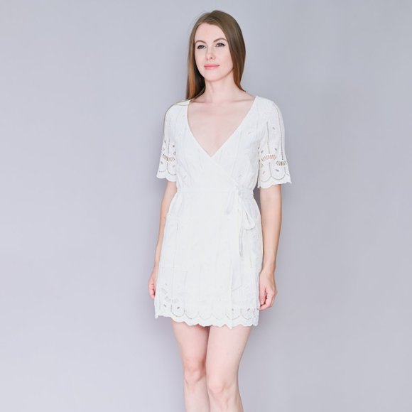 TULAROSA White Rocky Wrap Eyelet Mini Dress - Picture 7 of 7